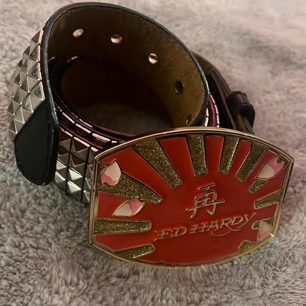 Ed Hardy studded leather belt
